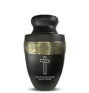 Personalized Human Cremation Urn for Adult Ashes Men Women Aluminum Urn with Name Date Design Black with Silver Rim Custom Size - Product Image 5