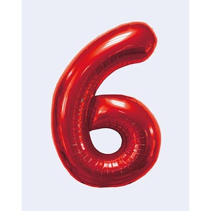Palloncino Foil Numero 6 Rosso 80cm per Feste, Riempibile con Elio, Decorazione per Feste - Product Image 1