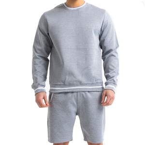 Ensemble sweat-shirt et short pour homme en coton lourd 100% de taille plus grande avec logo personnalisé, couleur unie, pour l'extérieur - Product Image 5