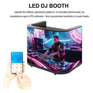 Cabine de DJ incurvée à LED - Cabine de DJ mobile sur pied avec lumières changeantes de couleur RVB, <span class=keywords><strong>console</strong></span> de DJ portable et stable - Product Image 3