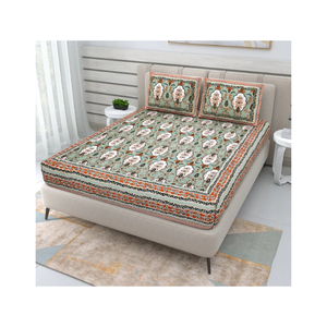 Juego de cama de Reina bordado de algodón 100% con certificado amarillo OEKO TEX hecho con tintas ecológicas y detalles florales con estampado de pigmentos - Product Image 2