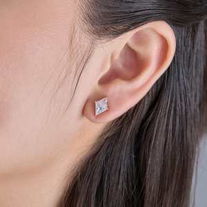 92.5 Silver Geometric Stud <b>Earrings</b> Princess Cut <b>Diamond</b> Sapphire Zircon <b>Pearl</b> Trendy for Wedding Engagement Party Style 183033 - Product Image 2