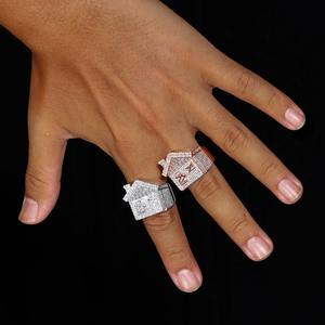 Bague trap house en argent 925 pour homme, sertie de moissanite, bijoux hip hop, testeur de diamant positif, design personnalisé - Product Image 5