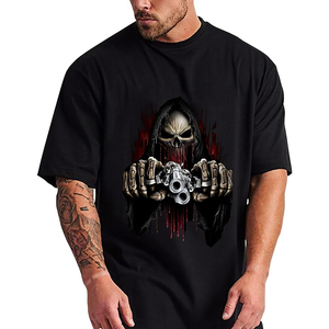 เสื้อยืดโอเวอร์ไซส์สำหรับผู้ชายเสื้อยืดโอเวอร์ไซส์ผ้าฝ้ายพิมพ์ลายสั่งตัดแบบเรียบใส่ได้ทั้งชายและหญิง - Product Image 1