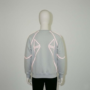 เสื้อสเวตเชิ้ตผู้ชายสีเทา แต่งแถบสะท้อนแสง 3M ผ้าฝ้าย 100% สำหรับฤดูหนาว สไตล์สตรีทแวร์ คอกลม แขนยาว สะท้อนแสงในเวลากลางคืน - Product Image 2
