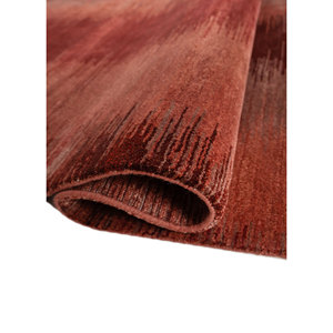 Kavi's Hand Knotted Wool & Bamboo <b>Silk</b> Rug Afterglow Collection <b>Red</b> & Orange Abstract Pattern for Home Eskm-120 - Product Image 2