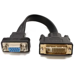 Active DVI-D Dual Link 24+1 Male to VGA Female Video with Flat Cable Adapter Converter