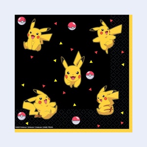 Tovaglioli per feste Pokemon 33X33Cm 16 pezzi Design Pikachu nero per le celebrazioni - Product Image 1