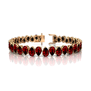 Bracelets de tennis en forme de poire grenat naturel faits à la main en or 14 carats bijoux fins Bracelet de tennis à la mode unique cadeau - Product Image 5