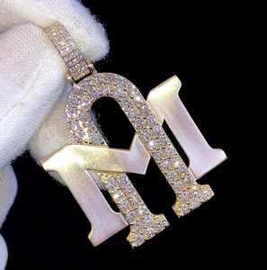 Custom VVS Moissanite <b>Handmade</b> 'I' Logo Pendant Men's Hip Hop Style Bustdown Charm <b>Necklace</b> 925 Sterling <b>Silver</b> Rhodium <b>Necklace</b> - Product Image 1