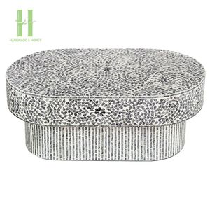Nouveaux produits : Table basse ovale moderne en nacre, design OEM, personnalisable, fabriquée à la main, mobilier de maison, directement de l'usine du Vietnam - Product Image 1