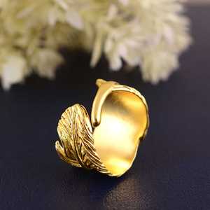 New Latest Best Design Boho Feather <b>Ring</b> Brass <b>Rings</b> For Women 18K Gold Plated Leaf <b>Ring</b> <b>Adjustable</b> <b>Ring</b> for Wholesale/OEM/ODM - Product Image 4