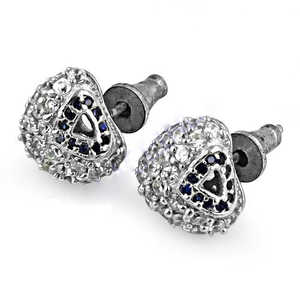 Pendientes de Botón Plateados de Moda para Mujer con Piedras Preciosas Azules, Chapados en Oro, con Corte de Pera, Diamante, Esmeralda y Perla para Uso Diario y Compromiso - Product Image 2