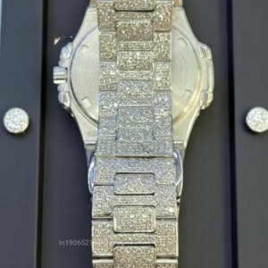 Silver Moissanite Diamond Full Iced Diamond Stylish <b>Waterproof</b> Quartz Movement Luxury Bling Fashion <b>Watch</b> for Casual Looks - Product Image 5