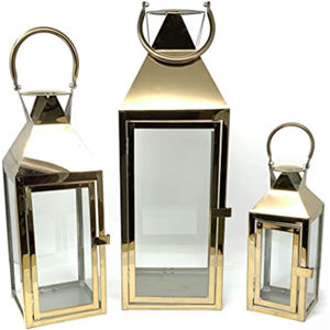 Ensemble de 2 lanternes suspendues en métal et en verre, design élégant fait à la main, parfait pour la décoration intérieure élégante, les mariages et les événements spéciaux - Product Image 4