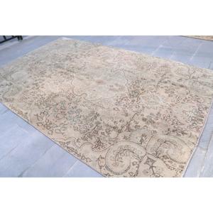 6.8x10.4 ft Turkish Rug, <b>Brown</b> Striped Vintage Rug <b>Wool</b> - Product Image 2