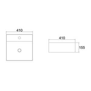41x41cm White Ceramic <b>Square</b> Vanity Basin <b>Tap</b> Hole Included - Product Image 3