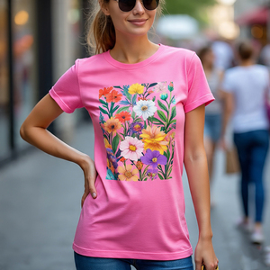 2024 camisetas de manga corta con serigrafía para mujer, camisetas ligeras de cuello redondo con estampado Digital de algodón y poliéster para mujer - Product Image 4