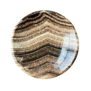 Assiettes décoratives en onyx multicolore naturel, vaisselle en grès artisanale, plat de service pour en-cas avec finition brillante - Product Image 6