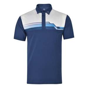 Chemise à manches courtes pour homme Handee Golf, col polo, couleur marine, blocs de couleur, séchage rapide, impression par transfert par sublimation, 100% polyester tricoté - Product Image 1