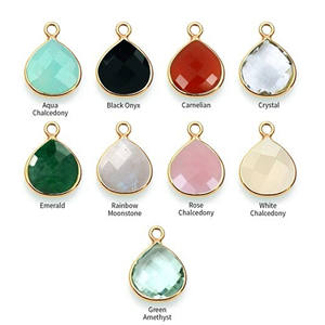 Colgantes de piedra de nacimiento de lágrima chapados en oro rosa, abalorios de bisel facetados de 12mm, piedras de nacimiento de enero a diciembre, fabricación de joyas hechas a mano - Product Image 6