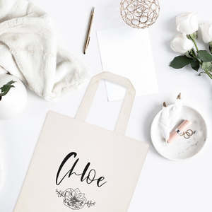 Modern Floral Canvas Tote Bag Personalized Name Embroidery & Letter Decoration Fashionable Open Closure for Summer Autumn Winter - Product Image 3