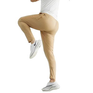 Pantalones Deportivos Casuales para Hombre, Color Beige, Cintura Elástica, Corte Recto, Ligeros, de Secado Rápido, con Bolsillos Laterales, para Verano - Product Image 1