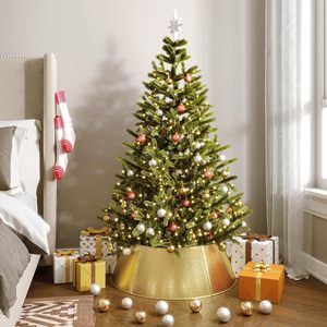 Collier d'arbre en métal pour arbre de Noël couverture de base ronde décorative moderne rustique décor élégant en acier durable robuste - Product Image 2