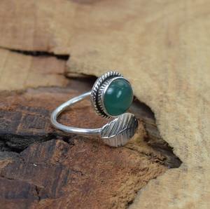 Spinner de Plata de Ley 925 de ónix verde, anillo hecho a mano, Natural cabujón, joyería de piedras preciosas, anillo estampado de plata de ley 925, joyería - Product Image 3