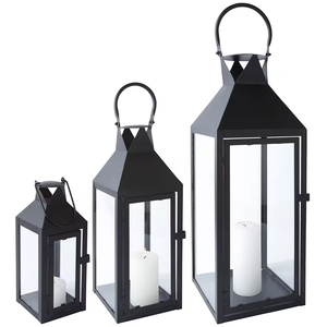 Dernière conception lanterne à bougie en métal et verre noir fini pour la maison et l'éclairage de Noël lanterne de décoration en vrac faite à la main - Product Image 5
