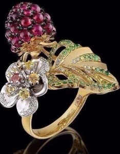 14K Yellow Gold Ruby Flower Ring Elegant Fine Jewelry Floral Inspired Premium Design Perfect <b>for</b> Engagement Anniversary <b>Gifting</b> - Product Image 1