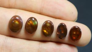 5.ชิ้นส่วน18.00กะรัตเม็กซิกันหินอาเกตเรียบ Cabochon อัญมณีหลวมไฟธรรมชาติหินโมรา Cabochon รูปไข่11X8MM ที่จะ12X10MM - Product Image 2