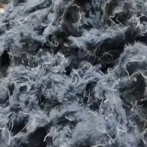 Label harga 100% katun Denim serat tekstil limbah biru tua serat katun daur ulang dibuat dari Denim kain pemotong limbah-Florence