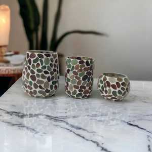 Récipients et bocaux en verre bougie OEM ODM de taille personnalisée avec mosaïque en verre noir et emballage de fil de jute naturel fabriqués à la main en Inde - Product Image 6