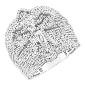 Personalizado Hip Hop Jesús Tipo Con Plata Esterlina Redondo Y Baugette Moissanite Anillo De Diamantes Para Hombres - Product Image 4