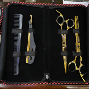 Ensemble de coupe de cheveux professionnel de 4 pièces en acier inoxydable, couleur personnalisée, durable, multi-couleurs, outils de coiffure multi-usages - Product Image 5