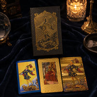 Cartes de tarot de haute qualité, jeu de divination en feuille d'or de luxe avec boîte-cadeau noire pour la lecture et la collection