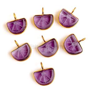 Abalorio de piedras preciosas talladas en forma de melón de amatista Natural, abalorios tallados a mano de piedra suelta de 13x10mm para la fabricación de joyas a precio a granel - Product Image 4