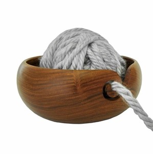 Tazón de hilo de madera de forma y tamaño personalizados de proveedor al por mayor, tazón de hilo de tejer marrón de calidad más fina de India - Product Image 1