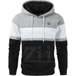 100% coton impression numérique deux tons décontracté hiver Style manches contrastées unisexe haute qualité polaire broderie panneau à capuche - Product Image 1