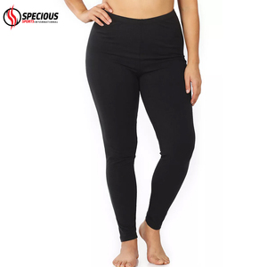 Leggings de yoga pour femmes sur mesure en gros, longueur totale, spandex/polyester, extensible dans les quatre sens, respirant, séchage rapide, noir uni, taille basse - Product Image 2