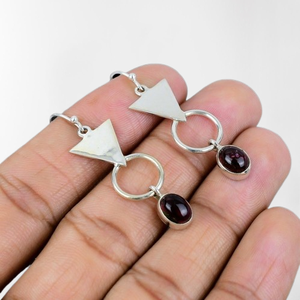 Pendientes de plata para niñas, joyería de moda, Pendientes colgantes de piedra, Plata de Ley sólida 925, Spinner, granate, piedra preciosa para mujer, joyería - Product Image 1