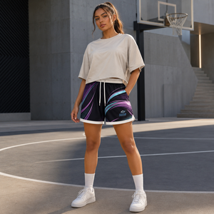 OEM Custom Women Athletic Shorts Elastic Waist Gym Running Workout Shorts Breathable Polyester <b>Mesh</b> - Product Image 6
