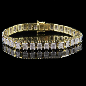S925 Sterling <b>Silver</b> Gold Plated Moissanite Diamond Classic Bracelet <b>for</b> <b>Men</b> Handmade Iced Out Jewelry - Product Image 1