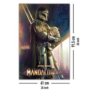 พิมพ์ดิจิทัลโปสเตอร์แมนดาโลเรียน แบนเนอร์ผ้าแคนวาสลายกลุ่มสองคนสำหรับตกแต่ง - Product Image 4