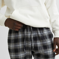 Pantalon à carreaux pour homme en toile 100% coton léger, respirant, durable, écologique, avec cordon de serrage à la taille, broderie de logo personnalisée