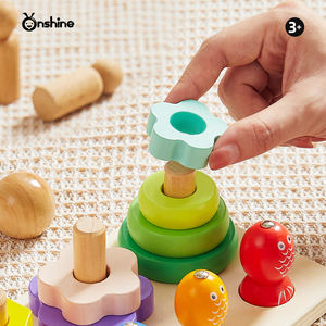 Tour empilable en bois d'inspiration <span class=keywords><strong>Montessori</strong></span> pour enfants de 5 à 7 ans Tour arc-en-ciel éducative sur le thème des motos - Product Image 4