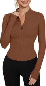 Chaqueta atlética con cremallera, chaquetas y abrigos deportivos transpirables para mujer, diseño personalizado, ropa de yoga ajustada, chaquetas de Yoga - Product Image 3