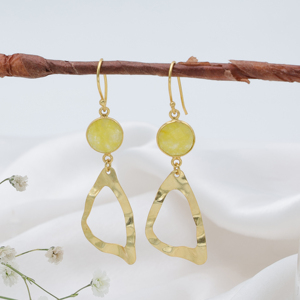 Dua ต่างหูทองเหลืองทำด้วยมือสำหรับผู้หญิงทำมือชุบทอง18K - Product Image 1