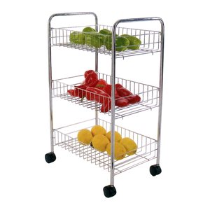 Carrello da Cucina Multiuso a 3 Ripiani in Cromo - Product Image 1